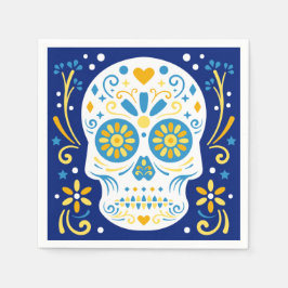 Guardanapo De Papel Crânio azul e amarelo