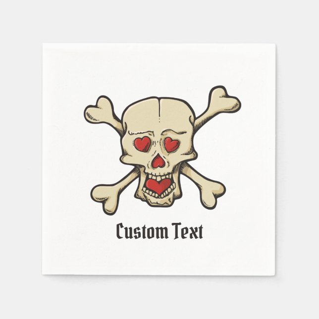 Guardanapo De Papel Crânio com Corações (Frente)