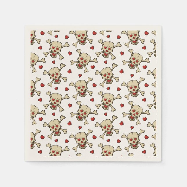 Guardanapo De Papel Crânio com padrão cardíaco (Frente)