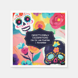 Guardanapo De Papel Crânio de açúcar Colorido do Dia De Los Muertos