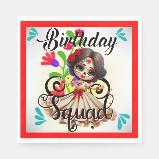 Guardanapo De Papel Crânio de Açúcar Gelado Aniversário (Frente)