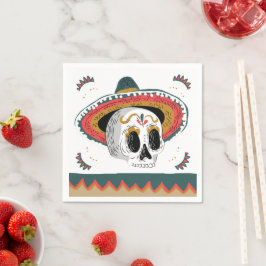 Guardanapo De Papel Crânio de Açúcar no Dia das Bruxas Sombrero