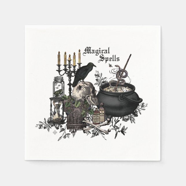 Guardanapo De Papel Crânio de Halloween moderno (Frente)