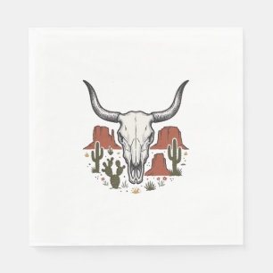 Guardanapo De Papel Crânio de Vaca do Deserto Arte Vintage Cacto Sudoe