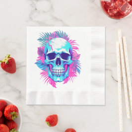 Guardanapo De Papel Crânio Floral em Estilo Vaporwave