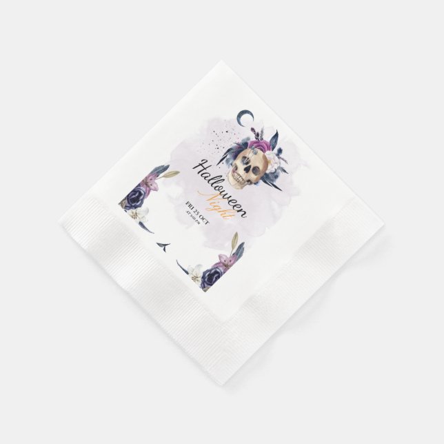 Guardanapo De Papel Crânio Gótico do Partido Violet Watercolor (Canto)