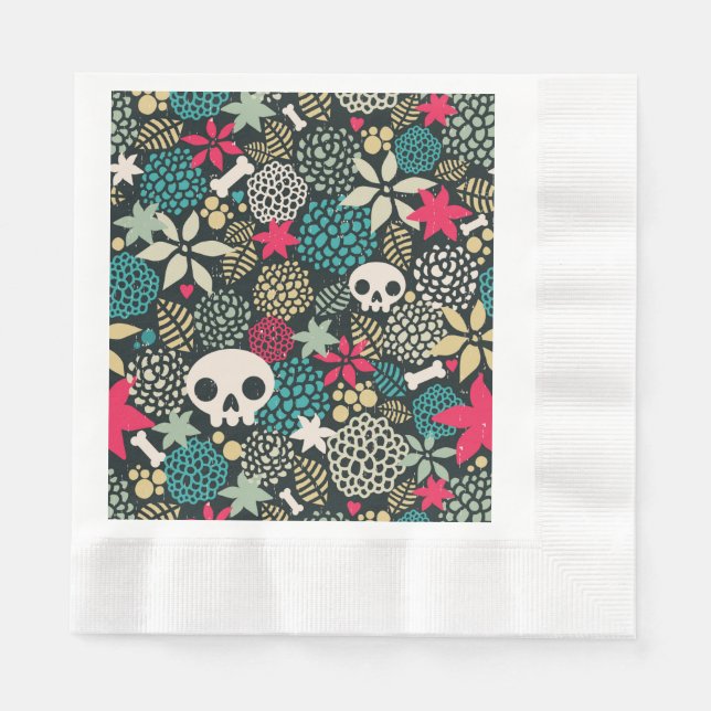 Guardanapo De Papel Crânio nas flores (Frente)