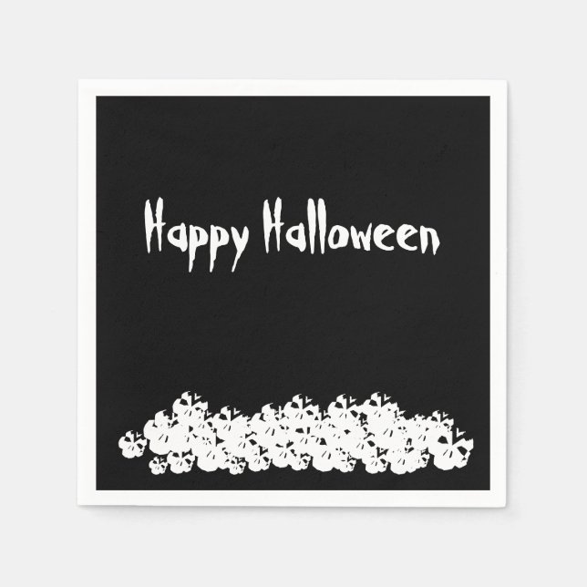 Guardanapo De Papel Crânios brancos pretos do Halloween empilham papel (Frente)