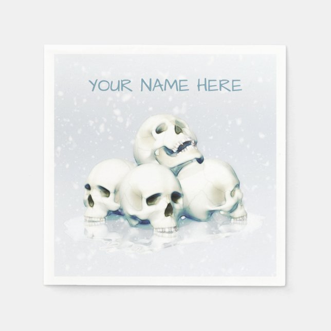 Guardanapo De Papel Crânios na neve. Personalizado (Frente)