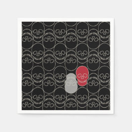 Guardanapo De Papel Crânios - Preto-Bato e Branco-Osso