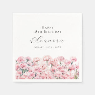 Guardanapo De Papel Cravo Rosa de Aniversário de 18 Anos Flor de Nasci