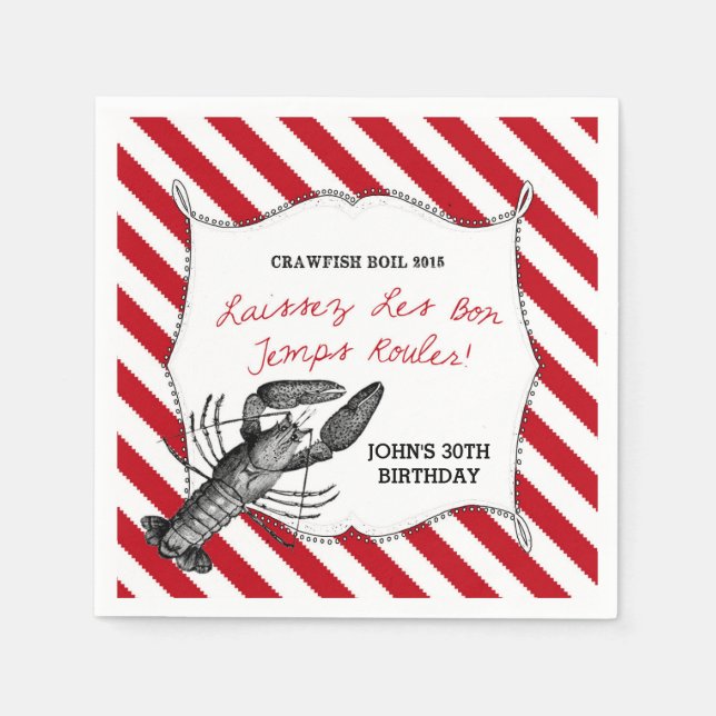 Guardanapo De Papel Crawfish Personalizado Boil Napkins (Frente)