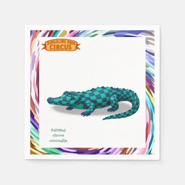 Guardanapo De Papel Crawford, crocodilo de circo pintado (Frente)