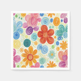 Guardanapo De Papel Crayon Doodle Daisy Design