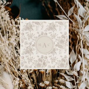 Guardanapo De Papel Cream Chinoiserie Monograma Cocktail de Casamento