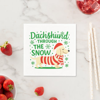 Guardanapo De Papel Cream Dachshund Christmas Napkins