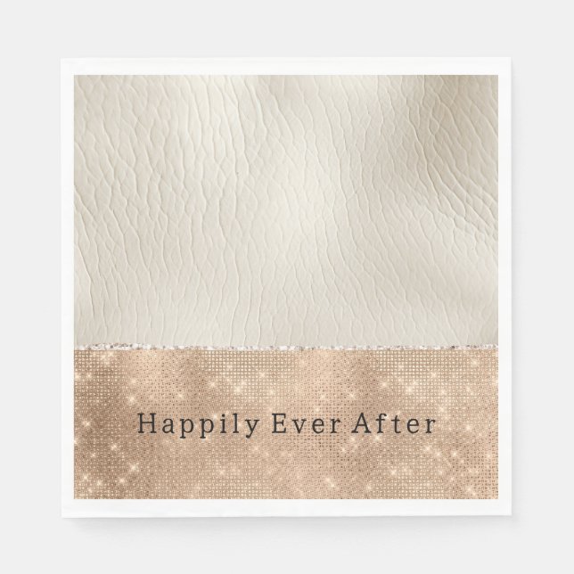 Guardanapo De Papel Cream Faux Leather Champagne Sparkle (Frente)