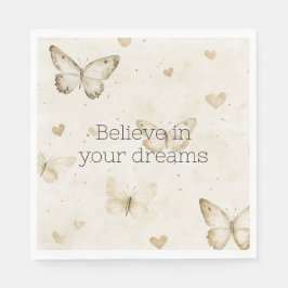 Guardanapo De Papel Cream Hearts Butterflies Birthday