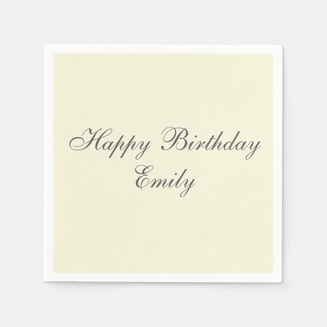 Guardanapo De Papel Cream Minimalist Birthday Party Napkins (Frente)