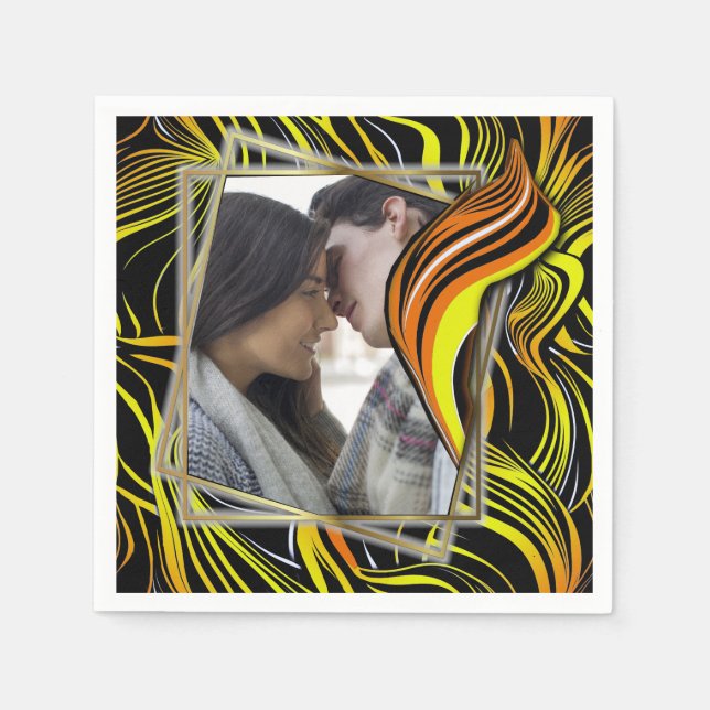 Guardanapo De Papel Creative Black, Yellow & Orange Seless Abstratos (Frente)