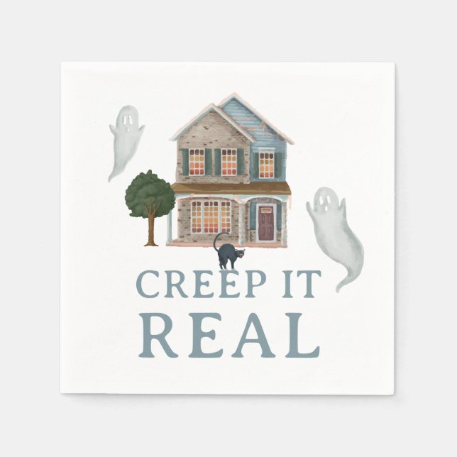 Guardanapo De Papel Creep It Real Halloween | Haunted House & Ghosts (Frente)