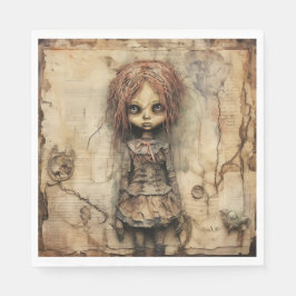 Guardanapo De Papel Creepy Doll with Pink Bow Napkins