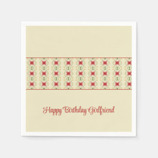 Guardanapo De Papel Creme com padrão rosa e verde