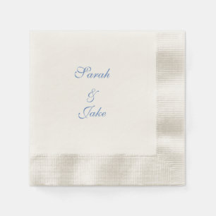 Guardanapo De Papel Creme de casamento cunhado texto azul