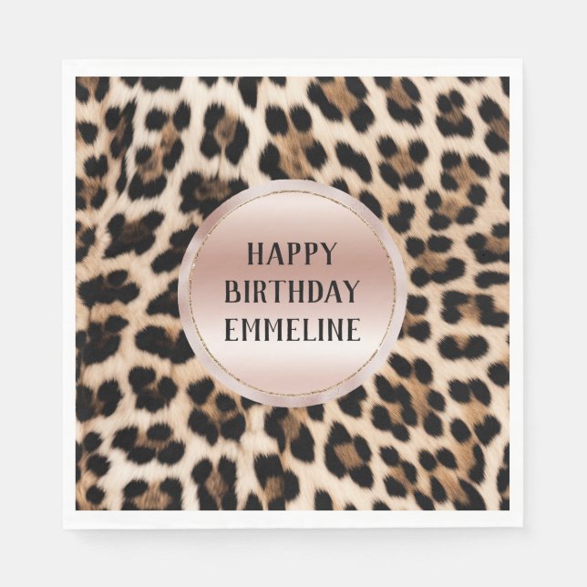 Guardanapo De Papel Creme Preto-Castanho-Leopardo-Esbranquiçado Rosa (Frente)