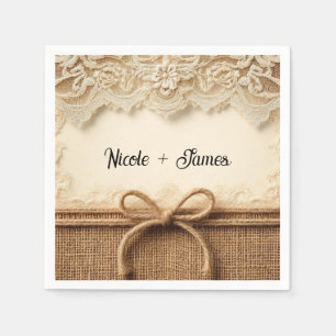 Guardanapo De Papel Creme Renda Floral Vintage Sacaria Casamento Rústi