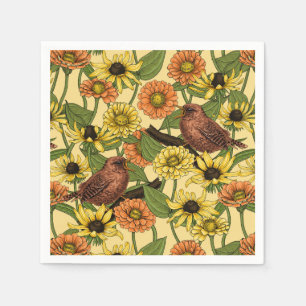 Guardanapo De Papel Crenças e flores em amarelo pálido