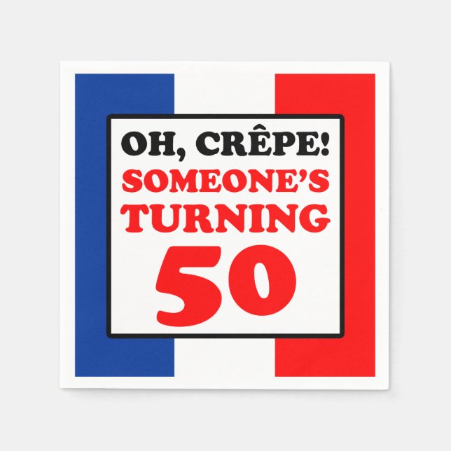 Guardanapo De Papel Crepe French Flag 50th Birthday (Frente)