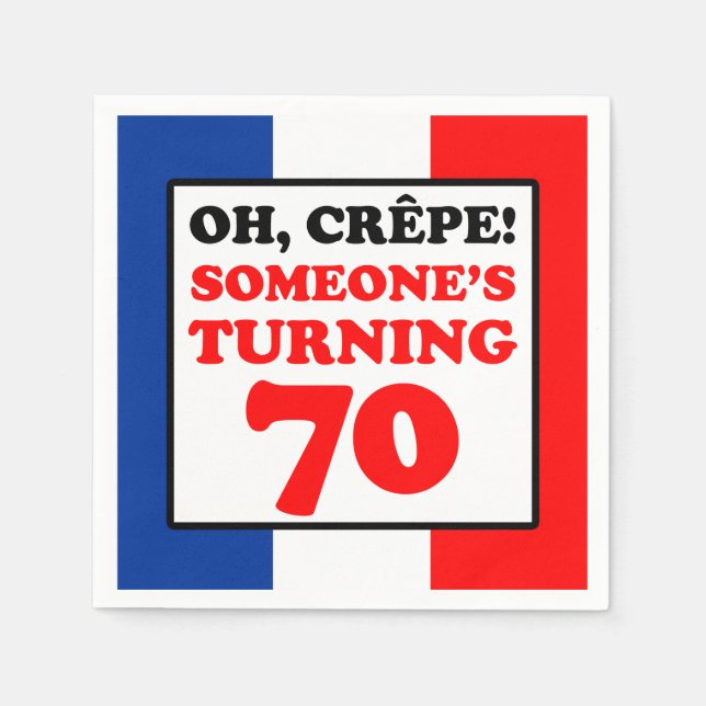 Guardanapo De Papel Crepe French Flag 70 Birthday (Frente)
