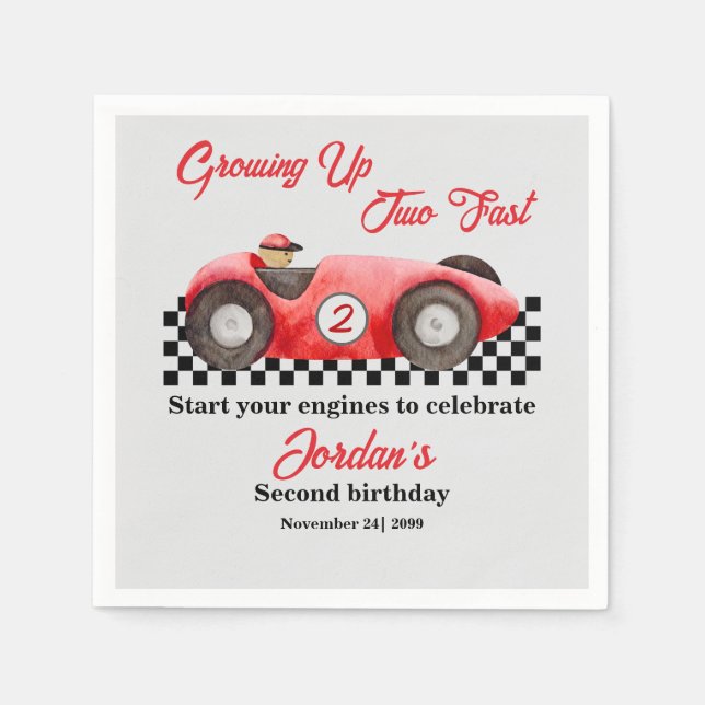 Guardanapo De Papel Crescendo Dois segundo aniversário Rápido Vermelho (Frente)