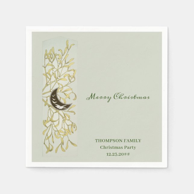 Guardanapo De Papel Crescent Moon Mistletooe Janto de Natal Festivo (Frente)