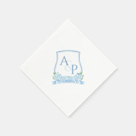 Guardanapo De Papel Crest de Casamento Clássico de Hortênsia Azul em A
