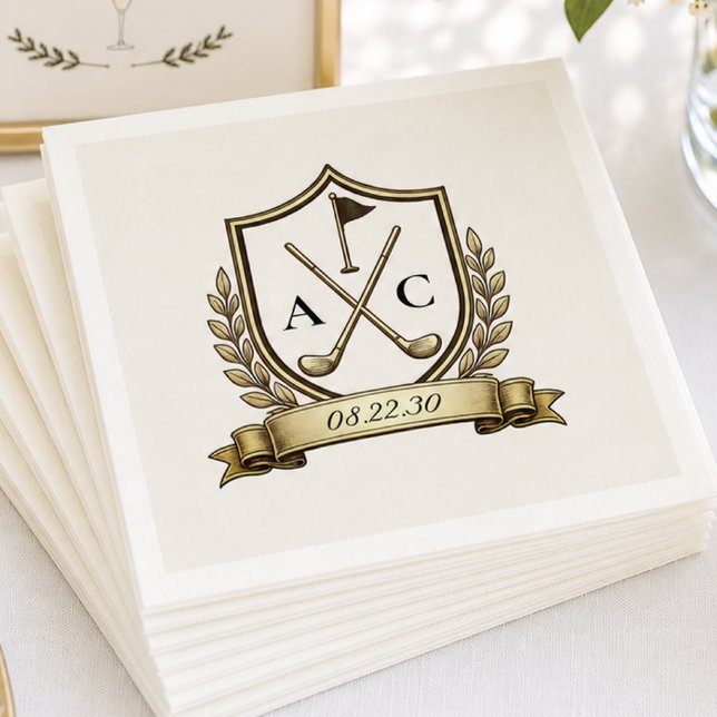 Guardanapo De Papel Crest de Golfe de Monograma Casamento (Criador carregado)