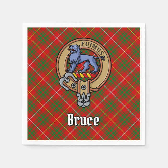 Guardanapo De Papel Crest do Clã Bruce sobre Tartan (Frente)