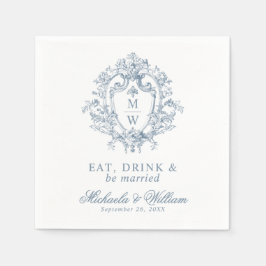 Guardanapo De Papel Crest Monograma Vintage Regência Casamento Texto P