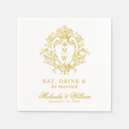 Guardanapo De Papel Crest Monograma Vintage Regência Casamento Texto P