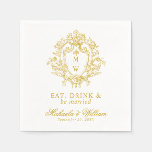 Guardanapo De Papel Crest Monograma Vintage Regência Casamento Texto P