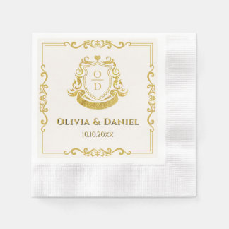 Guardanapo De Papel Crestas de Casamento Antigo Monograma Personalizad
