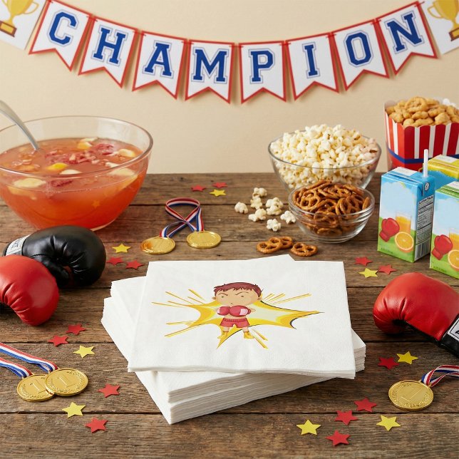 Guardanapo De Papel Criança Boxer em Luvas Vermelhas e Curtos (Criador carregado)