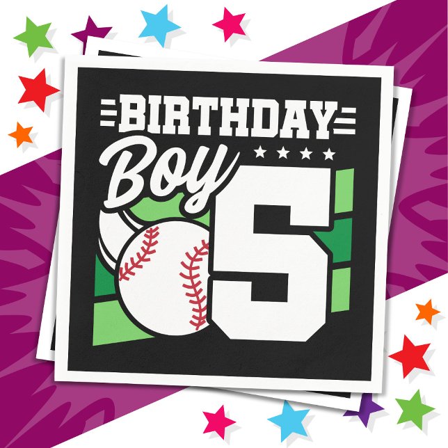 Guardanapo De Papel Criança de 5 anos de Baseball Party Tema 5 Anivers (Criador carregado)
