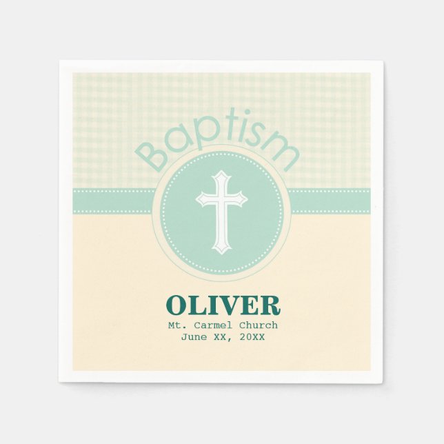 Guardanapo De Papel Criança de Deus, Batismo, Sexo Verde Neutro (Frente)