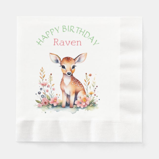 Guardanapo De Papel Criança Personalizada no Aniversário da Garota Flo (Frente)