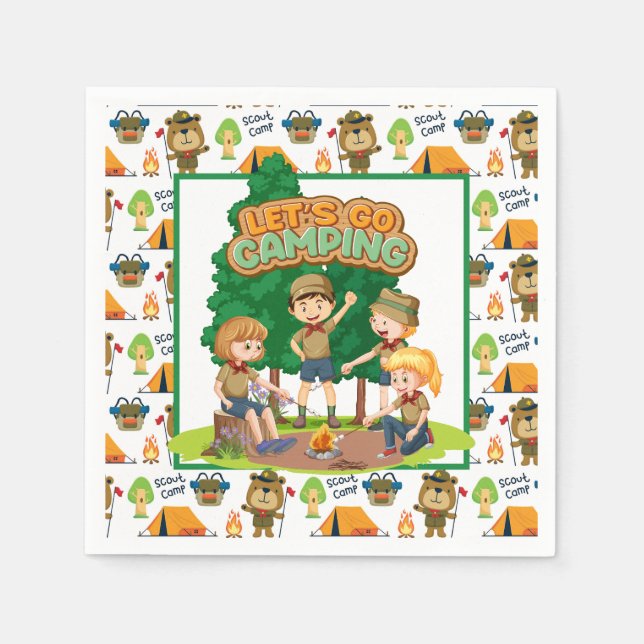 Guardanapo De Papel Crianças acampando (Frente)