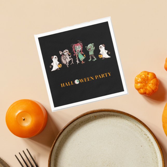 Guardanapo De Papel Crianças assustadas com halloween (fun modern halloween party napkins )