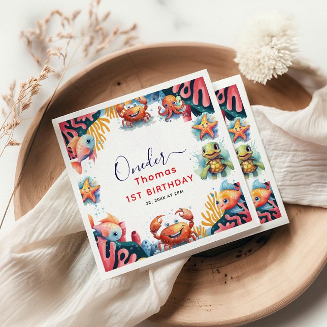 Guardanapo De Papel Crianças Cachorros Aquarela Debaixo do primeiro an (Criador carregado)