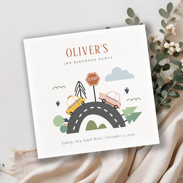 Guardanapo De Papel Crianças Cutas Caminhões De Automóveis Urbanos Qua (Criador carregado)